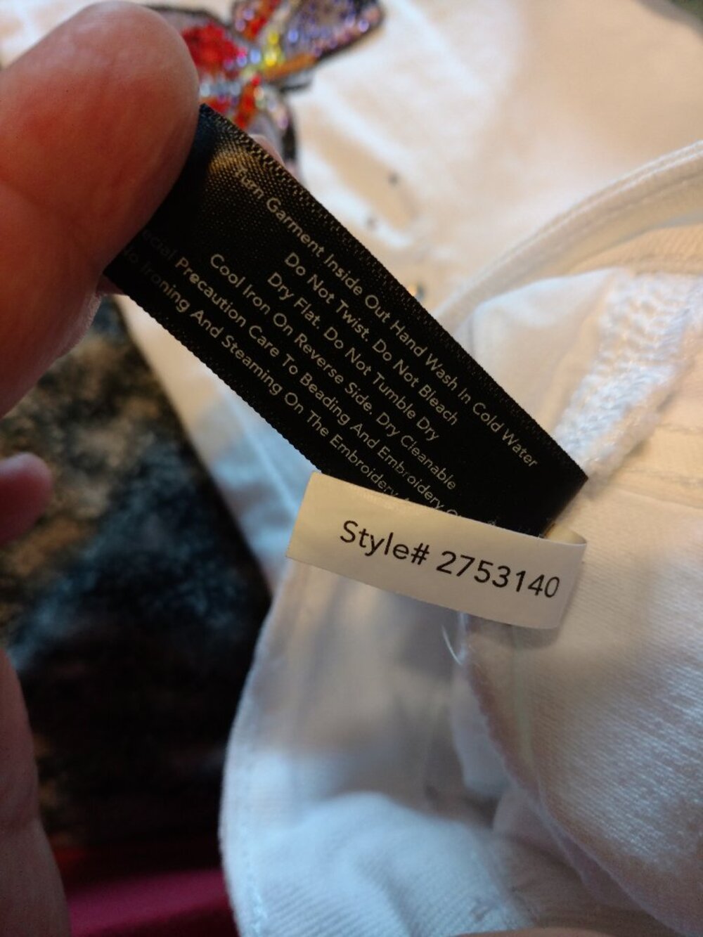 Boston Proper Distressed Butterfly Patch Embellished White Jeans Sz.0 - Picture 12 of 13